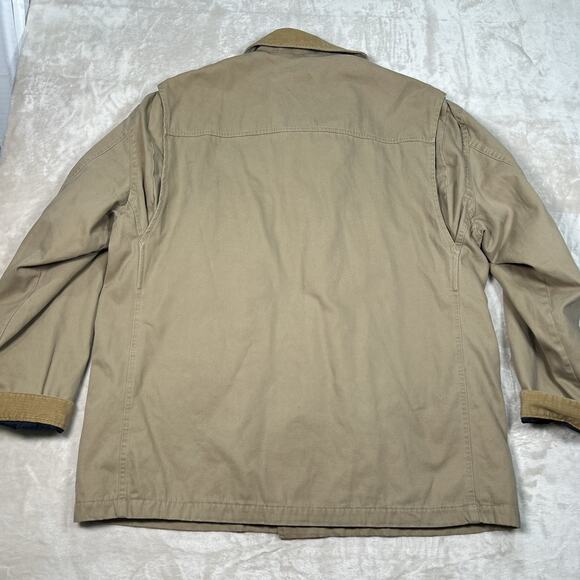 VTG Chaps Chore Coat Beige Flannel Lined Canvas Barn Jacket Men's Size XL - Picture 4 of 7